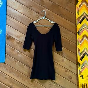 Olivaceous 3/4 Sleeve Black Mini Dress